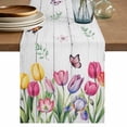 thumbnail image 1 of Table Runner 90 Inches Long for Kitchen Dining, Tulips Spring Floral Dresser Scarf Farmhouse, Dining Table Decorations for Wedding/Parties, Pastoral Flowers Butterfly Wooden 13 x 90 In, 1 of 8