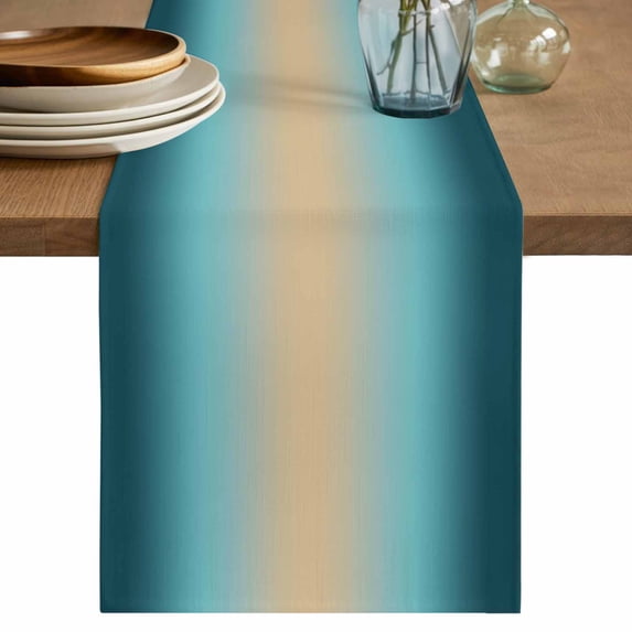 Table Runner 90 Inches Long for Kitchen Dining, Turquoise Ombre Dresser Scarf Farmhouse, Dining Table Decorations for Wedding/Parties, Modern Yellow Gradient Farmhouse Art 13 x 90 In