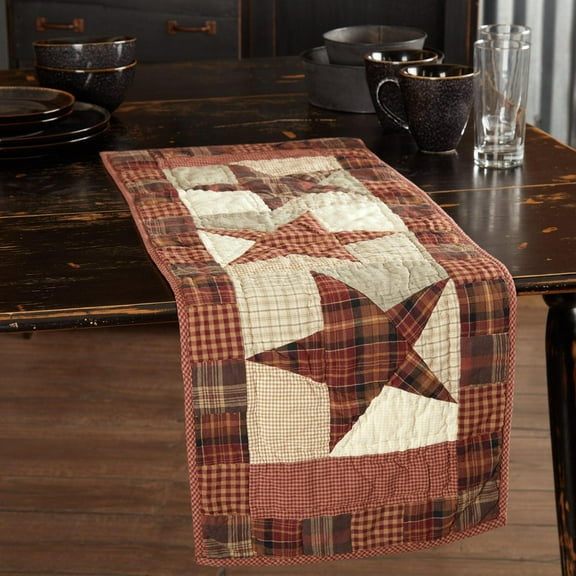 Table Runner Abilene Country Star Quilted Patchwork Kitchen Decor TCC Brands