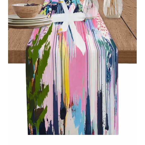 Table Runner Abstract Art Table Decoration for Kitchen Dinning Colorful Plants Table Decoration for Indoor Outdoor Party Wedding Decor 13x72inch