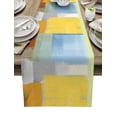 thumbnail image 1 of Table Runner Abstract Blue Yellow White Table Decoration for Kitchen Dinning Modern Art Table Decoration for Indoor Outdoor Party Wedding Decor 13x72inch, 1 of 7