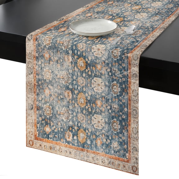 Table Runner Abstract Figure Medieval Decorative Dining Table Runner Ethnic Style Turkish Texture Kitchen Table Decoration for Home, Holiday and Party Use 13x36 Inch