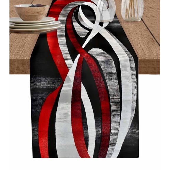 Table Runner Abstract Line Table Decoration for Kitchen Dinning Dark Art Table Decoration for Indoor Outdoor Party Wedding Decor 13x90inch