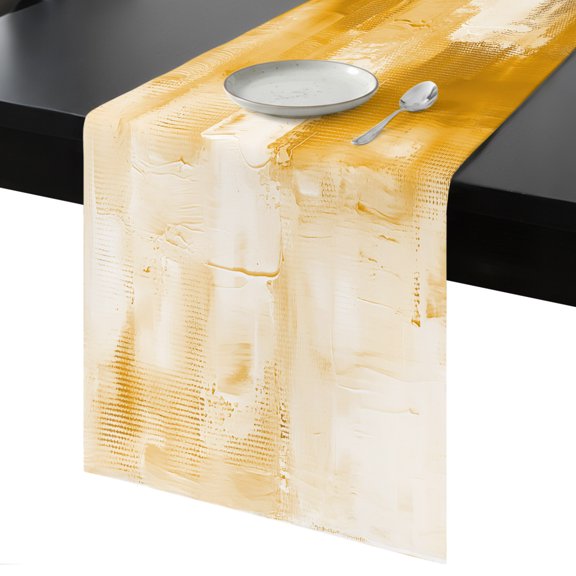 Table Runner Abstract Oil Painting Decorative Dining Table Runner Yellow Kitchen Table Decoration for Home, Holiday and Party Use 13x36 Inch