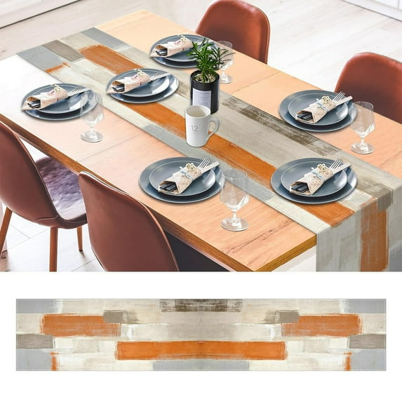 Table Runner, Abstract Oil Painting Print Polyester Table Cover for Dining Table Decor, Coffee Table Protector, Washable Linen-Textured Home Decor, 108 x 13 Inch Rectangular Scarf