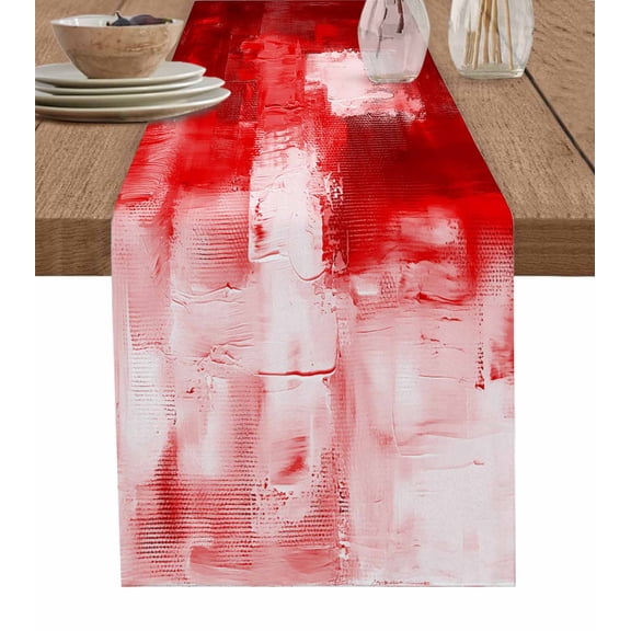 Table Runner Abstract Oil Painting Table Decoration for Kitchen Dinning Red Table Decoration for Indoor Outdoor Party Wedding Decor 13x72inch