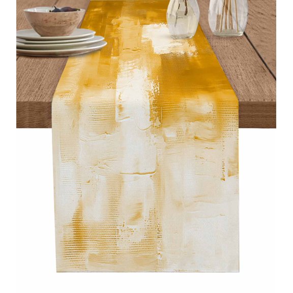 Table Runner Abstract Oil Painting Table Decoration for Kitchen Dinning Yellow Table Decoration for Indoor Outdoor Party Wedding Decor 13x72inch