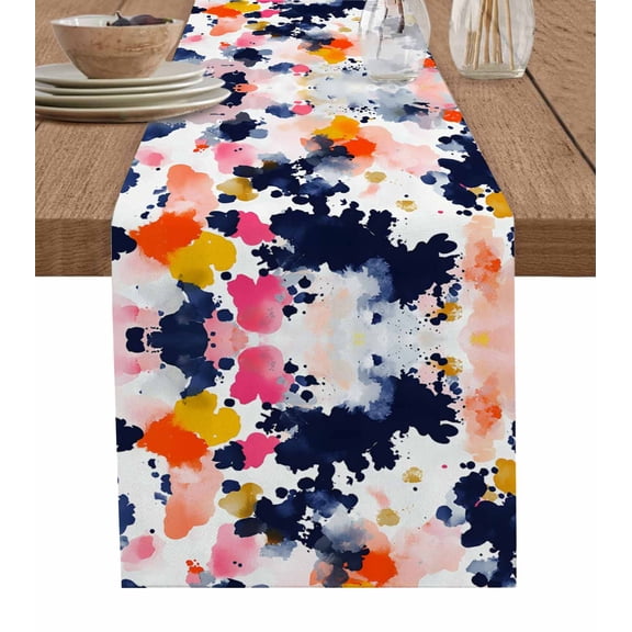 Table Runner Abstract Splash Table Decoration for Kitchen Dinning Graffiti Modern Art Table Decoration for Indoor Outdoor Party Wedding Decor 13x90inch