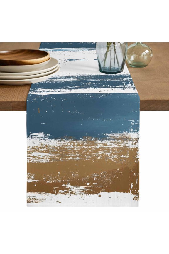 Table Runner Abstract Style Soft Linen Style Table Runner Cloth Wood Grain Dining Table Decor for Kitchen, Dining Room, Parties, Holiday & Everyday Use 13x36 Inch
