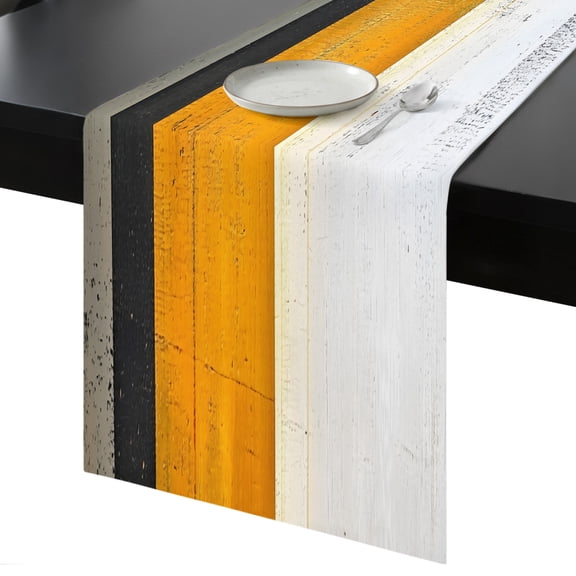 Table Runner Abstract Yellow Orange White Texture Decorative Dining Table Runner Oil Painting Kitchen Table Decoration for Home, Holiday and Party Use 13x36 Inch