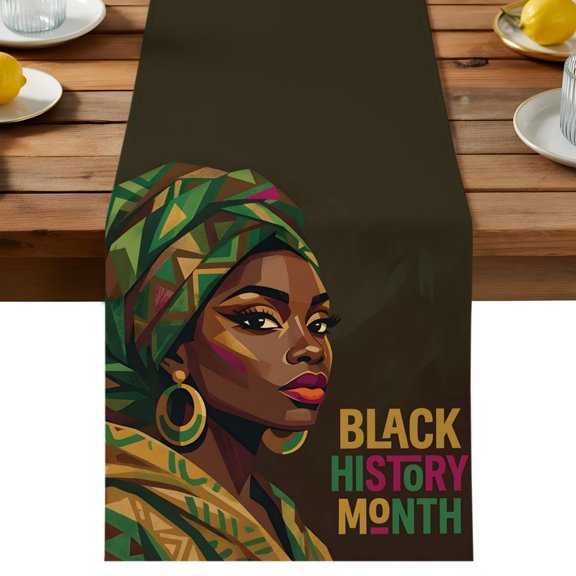 Table Runner African Ethnic Decorative Table Runner for Kitchen Abstract Geometric Black History Month Dinning Runner for Party Wedding Holiday Indoor Outdoor 13x36inch