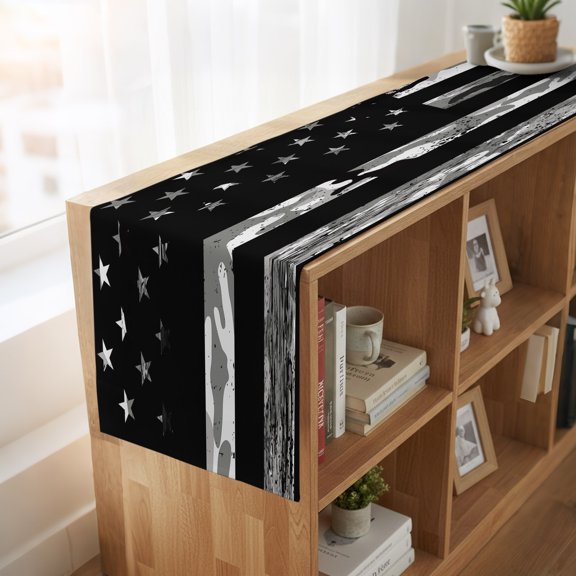 Table Runner American Flag Independence Day Dresser Scarves 13x36 Inch,Linen Table Runners USA Stars and Stripes Camouflages Tablerunner for Home Dining Indoor Outdoor Wedding Party Tabletop Decor