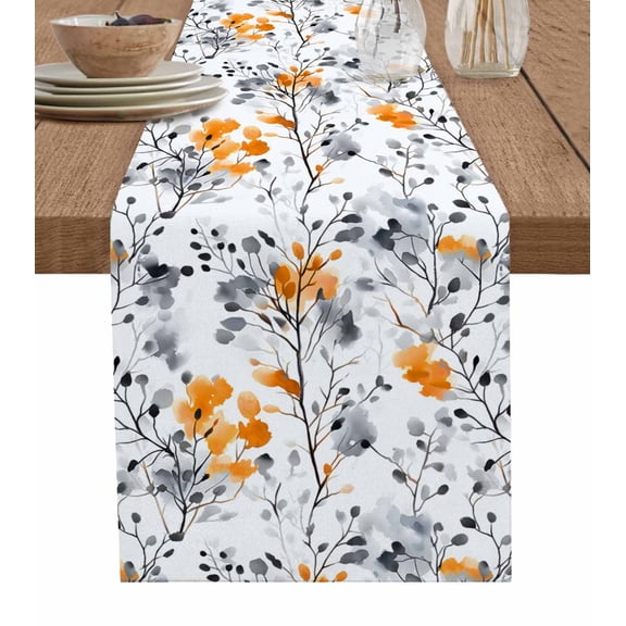 Table Runner Autumn Leaves Table Decoration for Kitchen Dinning Abstract Art Table Decoration for Indoor Outdoor Party Wedding Decor 13x72inch