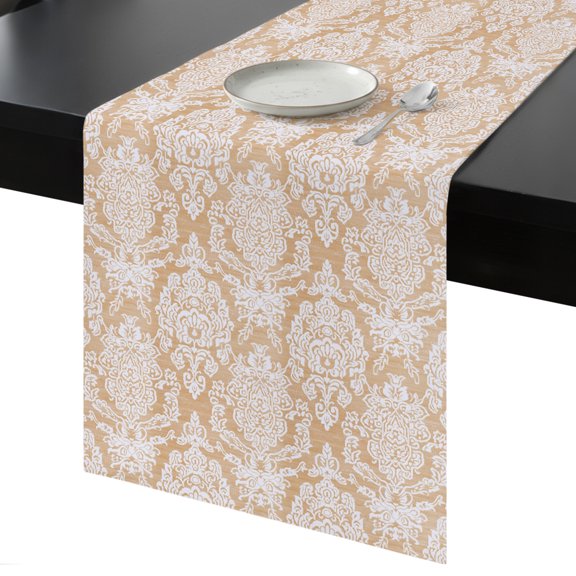 Table Runner Beige Boho Tribal Decorative Dining Table Runner Bohemian Ethnic Style Kitchen Table Decoration for Home, Holiday and Party Use 13x36 Inch
