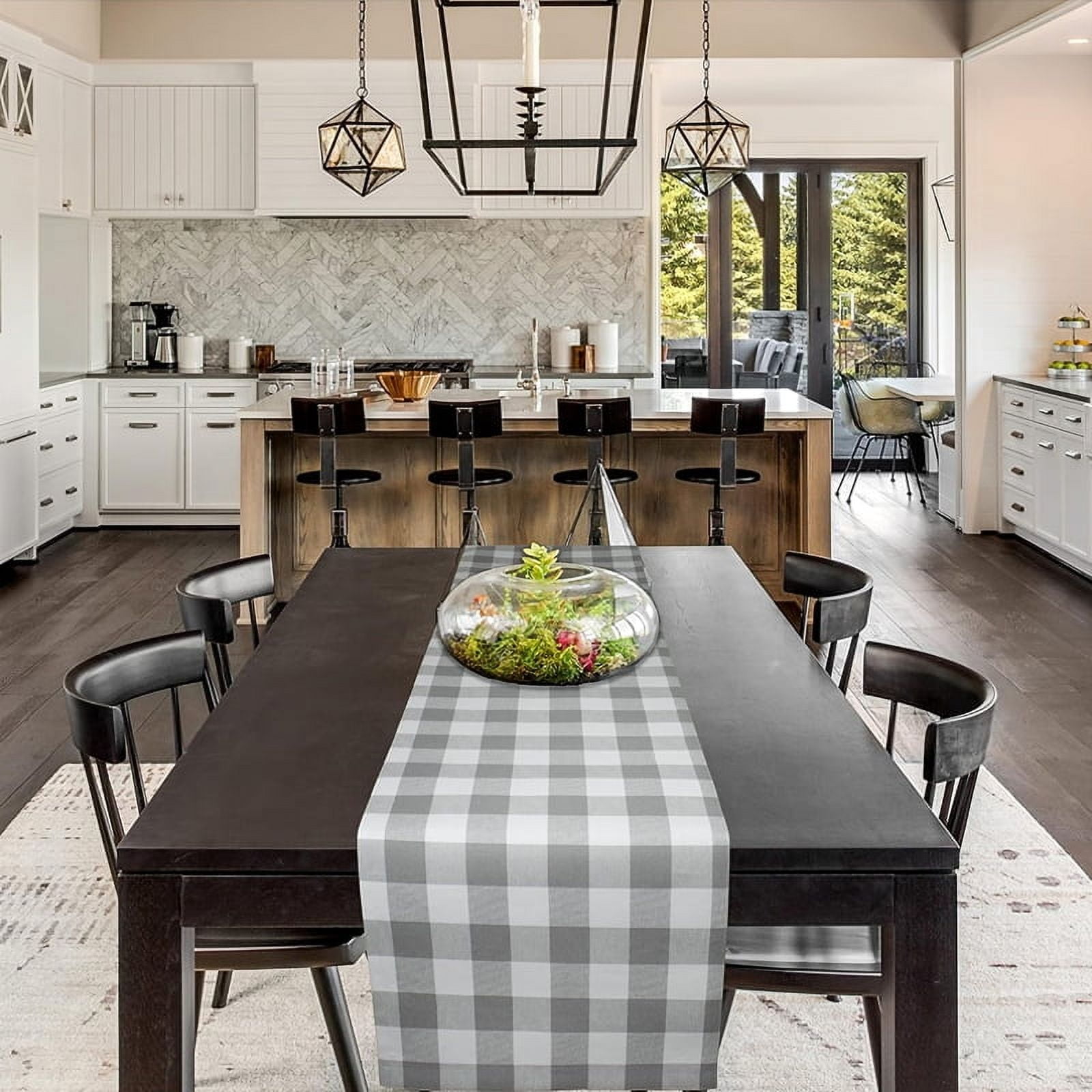 Table Runner Black and White Checkered Gingham Table Runners for Dinner ...