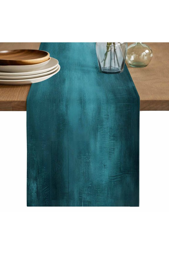 Table Runner Blue Painting Soft Linen Style Table Runner Cloth Modern Abstract Art Dining Table Decor for Kitchen, Dining Room, Parties, Holiday & Everyday Use 13x36 Inch