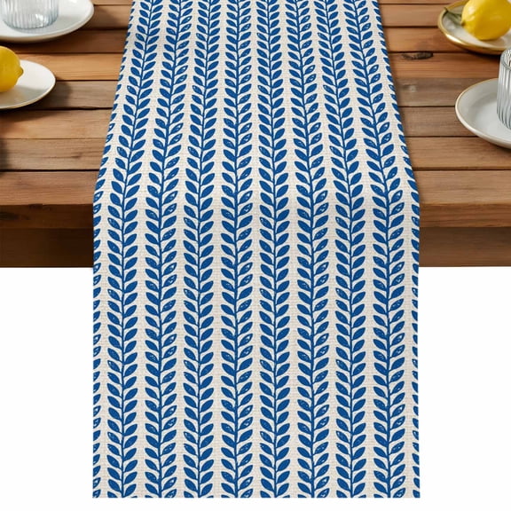 Table Runner Blue Pinstripes Table Runners Woven Denim Striped Cotton Linen Dresser Scarf Kitchen Dining Table Decor for Holiday Party Decor 13x36 Inch