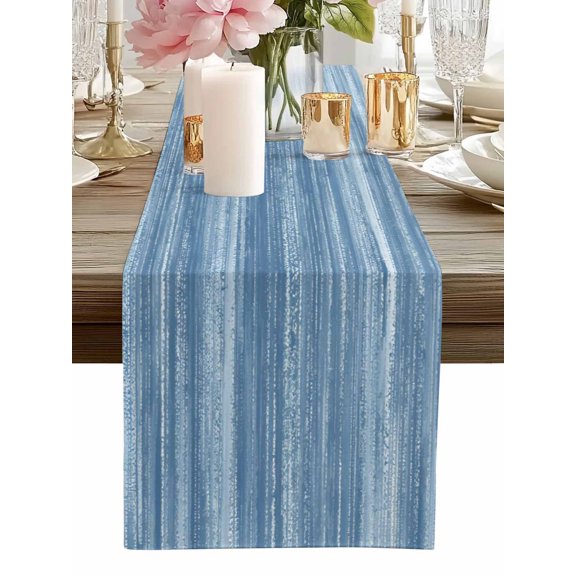 Table Runner Blue Table Runners Ombre Abstract Texture Cotton Linen Dresser Scarf Kitchen Dining Table Decor for Home Dinner Party Decor 13x36 Inch