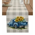 thumbnail image 1 of Table Runner Blue Truck Yellow Sunflowers Table Decoration for Kitchen Dinning Grey Check Table Decoration for Indoor Outdoor Party Wedding Decor 13x72 Inch, 1 of 7