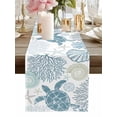 thumbnail image 1 of Table Runner Blue Turtle Table Runners Ocean Coral Starfish Shell Cotton Linen Dresser Scarf Kitchen Dining Table Decor for Home Dinner Party Decor 13x90 Inch, 1 of 9