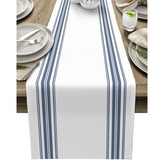 Table Runner Blue White Striped Table Decoration for Kitchen Dinning Farmhouse Striped Table Decoration for Indoor Outdoor Party Wedding Decor 13x72inch