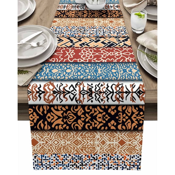 Table Runner Bohemian Patterns Table Decoration for Kitchen Dinning Retro Art Table Decoration for Indoor Outdoor Party Wedding Decor 13x72inch