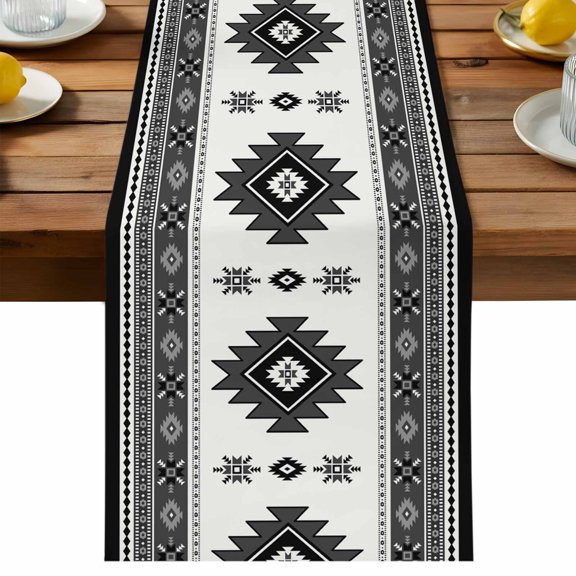 Table Runner Boho Decorative Table Runner for Kitchen Southwest Aztec Pattern Dinning Runner for Party Wedding Holiday Indoor Outdoor 13x36inch