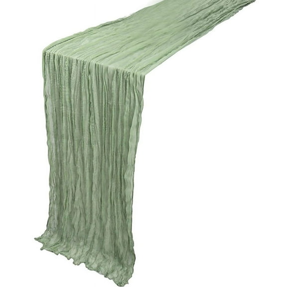 Table Runner Boho Gauze Cloth Table Runner Rustic Sheer Runner for Wedding Baby Shower Table Decorations 90X400cm,1 x boho table runner,Green