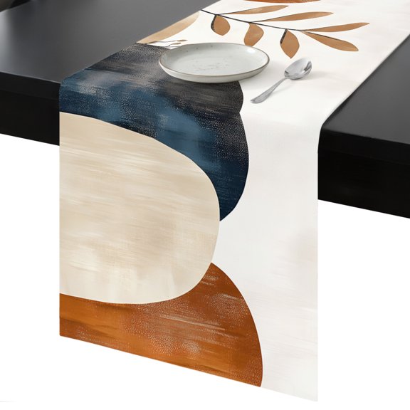 Table Runner Boho Leaves Decorative Dining Table Runner Abstract Bohemian Kitchen Table Decoration for Home, Holiday and Party Use 13x90 Inch