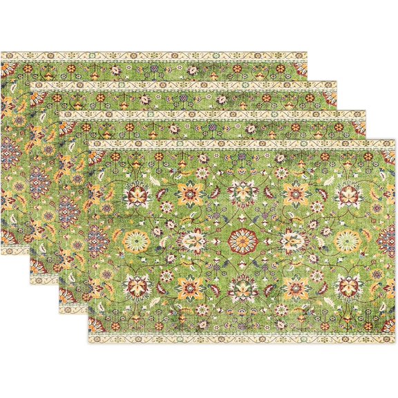 Table Runner Boho Table Runners Vintage Elegant Farmhouse Table Center Linen Decor for Home Dining Party Entrance (12x18 Inch,Set of 4) Green