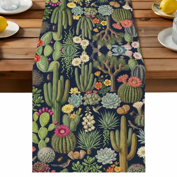 Table Runner Boho Tropical Botanical Decorative Table Runner for Kitchen Summer Southwestern Plants Green Dinning Runner for Party Wedding Holiday Indoor Outdoor 13x36inch