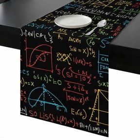 Table Runner Cartoon Math Number Decorative Dining Table Runner Geometric Kitchen Table Decoration for Home, Holiday and Party Use 13x108 Inch