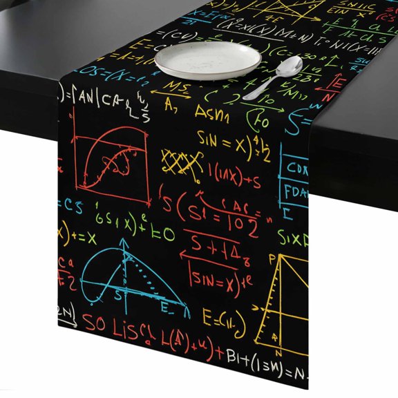 Table Runner Cartoon Math Number Decorative Dining Table Runner Geometric Kitchen Table Decoration for Home, Holiday and Party Use 13x108 Inch