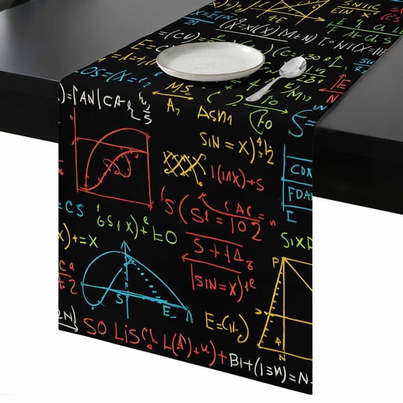 Table Runner Cartoon Math Number Decorative Dining Table Runner Geometric Kitchen Table Decoration for Home, Holiday and Party Use 13x36 Inch
