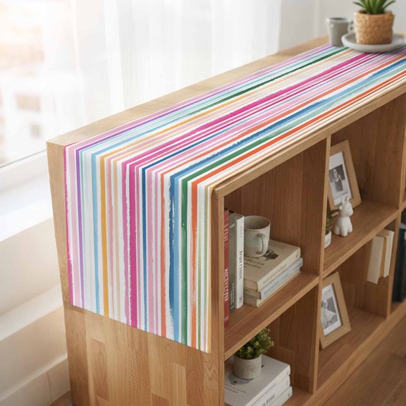 Table Runner,Classical Colorful Ombre Stripe Kitchen Dining Table Runners Tabletop Decorations Abstract Watercolor Texture Tablerunner Drsser Sarvs for Home Partyo Wdedeng Birthday Decor,13x36in
