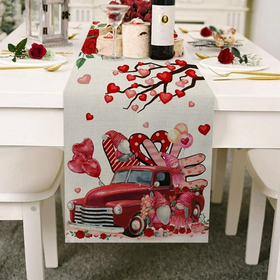 Table Runner Clearance! 2023 Valentines Day Wedding Red Valentine's Day Table Flag Home Decor Waterproof Tablecloth Wedding Party Doilies Valentines Day Decorations 1Pc Table Runner