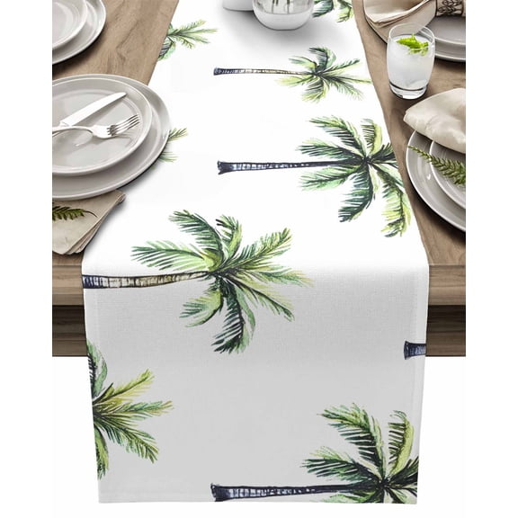 Table Runner Coconut Tree Table Decoration for Kitchen Dinning Tropical Forest Table Decoration for Indoor Outdoor Party Wedding Decor 13x90inch