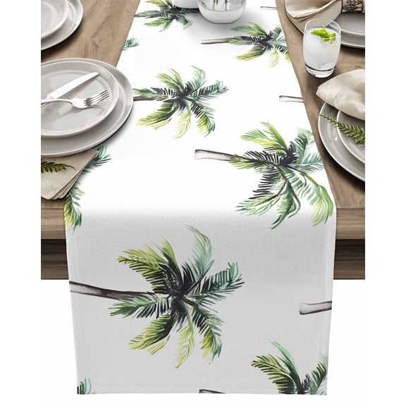 Table Runner Coconut Trees Forest Table Decoration for Kitchen Dinning Simple Style Table Decoration for Indoor Outdoor Party Wedding Decor 13x90inch