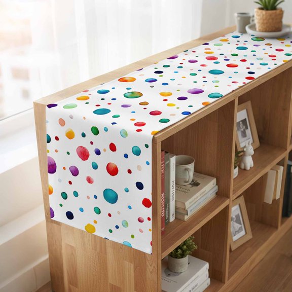 Table Runner,Color Polka Dot Watercolor Kitchen Dining Table Runners Tabletop Decorations Abstract Modern Art Tablerunner Drsser Sarvs for Home Partyo Wdedeng Birthday Decor,13x36in