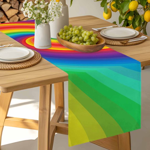 Table Runner Colorful Rainbow Vortex Dresser Scarves 13x36 Inch,Linen Table Runners Seamless Swirl Pattern Art Tablerunner for Home Dining Indoor Outdoor Wedding Party Tabletop Decor