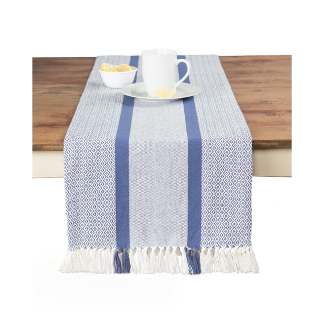 Table Runner Cotton Farmhouse Boho 14x72 in, Table Décor for Kitchen or