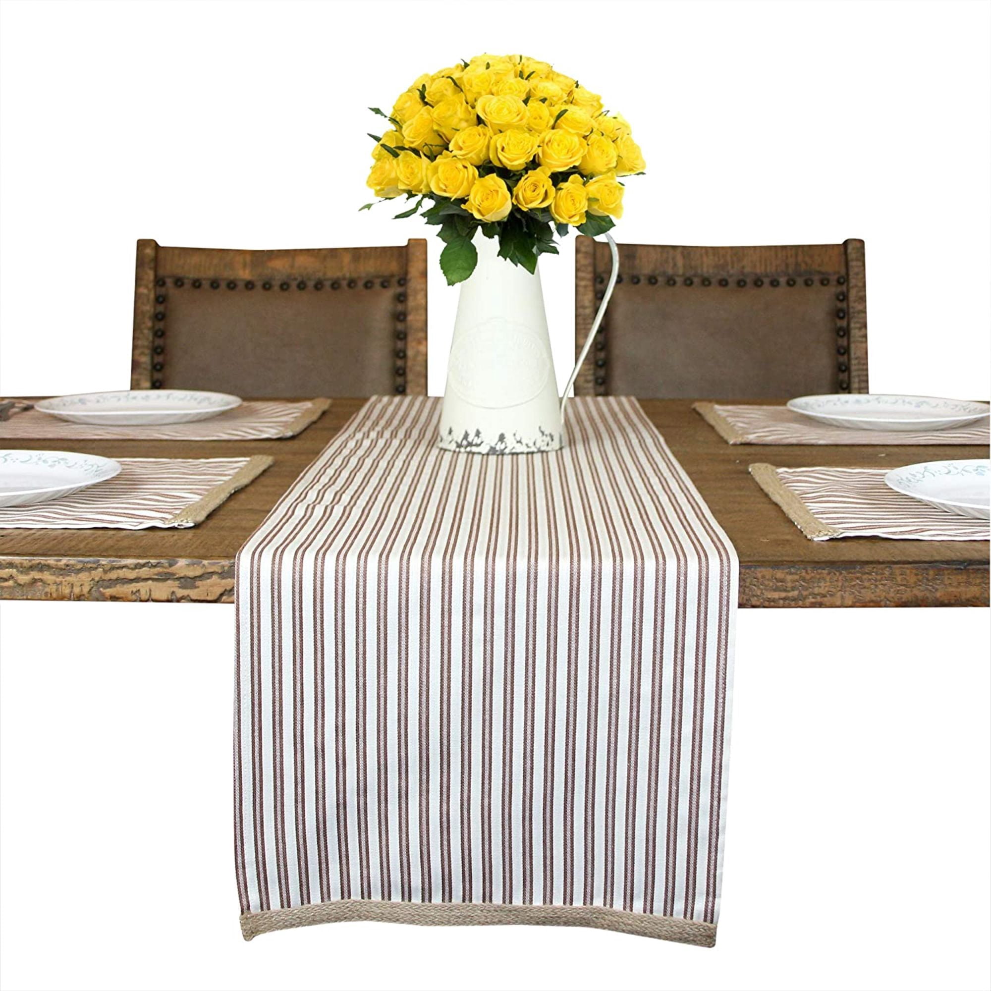 Table Runner, Deluxe Table Runner for Dining Tables, Modern Jute Trim ...