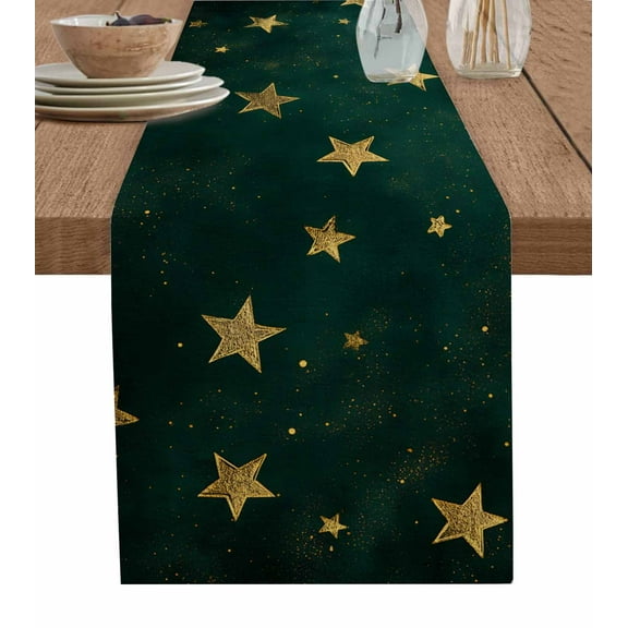 Table Runner Dream Sky Table Decoration for Kitchen Dinning Gold Star Table Decoration for Indoor Outdoor Party Wedding Decor 13x72 Inch