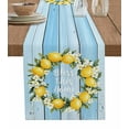thumbnail image 1 of Table Runner Dresser Scarf 13 x 108 Inch Country Bless This Home Yellow Lemon Blue Wood Grain Table Runners Non-Slip Heat Kitchen Dining Table Decor for Indoor Outdoor Home Party Decoration, 1 of 7