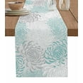 thumbnail image 1 of Table Runner Dresser Scarf 13 x 108 Inch Floral Pattern Outline White Indigo Chrysanthemum Graphic Table Runners Non-Slip Heat Kitchen Dining Table Decor for Indoor Outdoor Home Party Decoration, 1 of 7