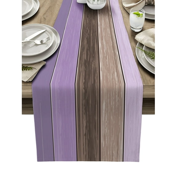 Table Runner Dresser Scarf 13 x 108 Inch Rustic Barn Wood Lavender Purple Brown Table Runners Non-Slip Heat Kitchen Dining Table Decor for Kitchen Farmhouse Indoor Outdoor Home Party