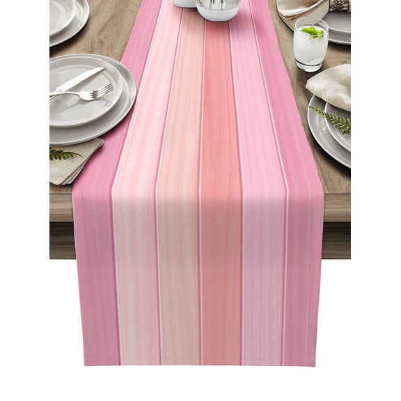 Table Runner Dresser Scarf 13 x 120 Inch Pink Wooden Board Table Runners Non-Slip Heat Kitchen Dining Table Decor for Kitchen Farmhouse Indoor Outdoor Home Party