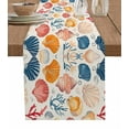 thumbnail image 1 of Table Runner Dresser Scarf 13 x 120 Inch Summer Red Orange Navy Blue Seashell Conch Coral Table Runners Non-Slip Heat Kitchen Dining Table Decor for Indoor Outdoor Home Party Decoration, 1 of 7