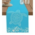 thumbnail image 1 of Table Runner Dresser Scarf 13 x 120 Inch Turtle Sea Blue Lines WaterColor Turtle Mottled Pattern Table Runners Non-Slip Heat Kitchen Dining Table Decor for Indoor Outdoor Home Party Decoration, 1 of 7
