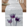 thumbnail image 1 of Table Runner Dresser Scarf 13 x 36 Inch Abstract Purple Tulip Ray Wood Grain Table Runners Non-Slip Heat Kitchen Dining Table Decor for Kitchen Farmhouse Indoor Outdoor Home Party, 1 of 7